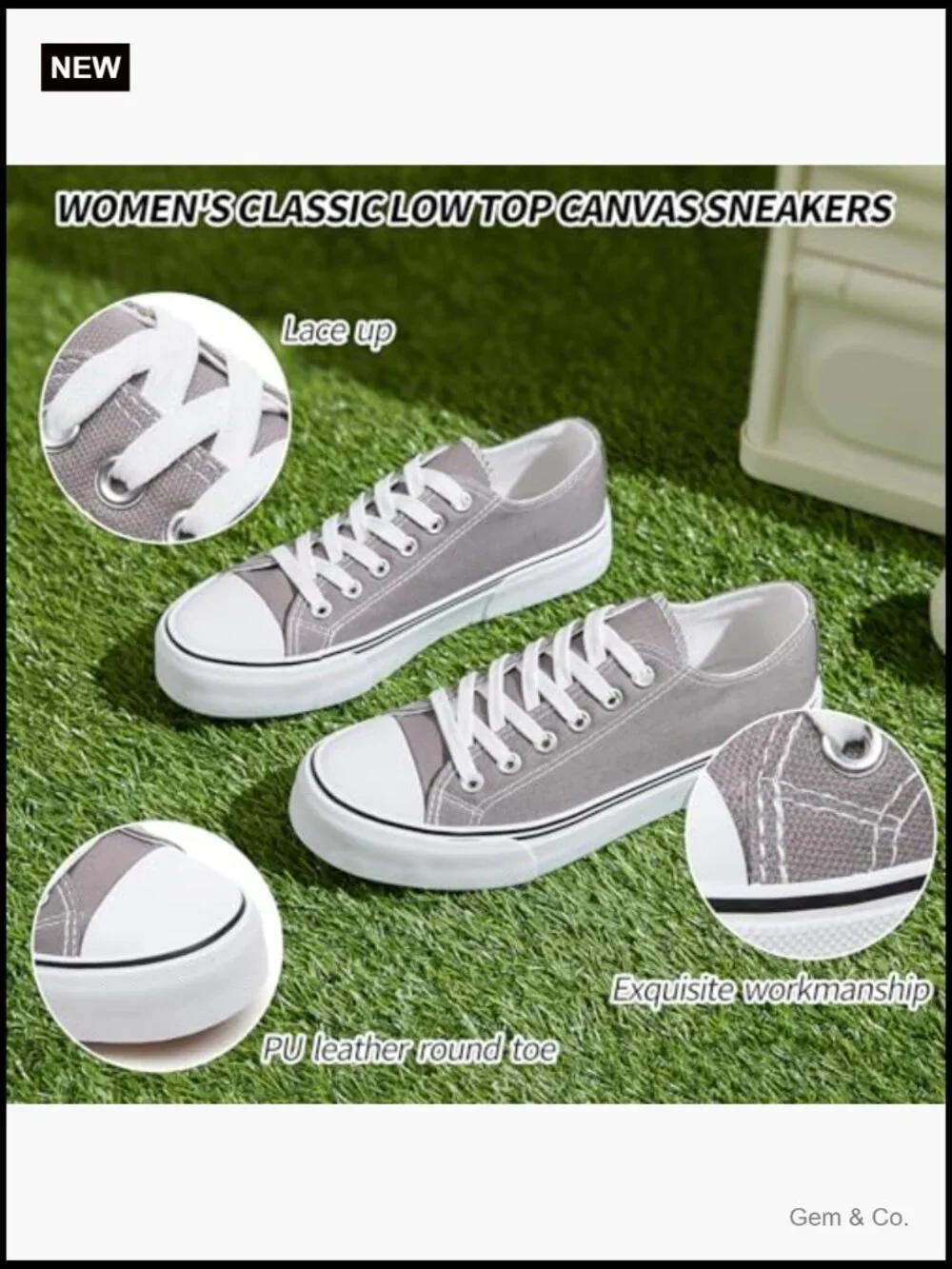 Low Top Canvas Sneakers Lace Up Fashion Comfortable Walking Shoes